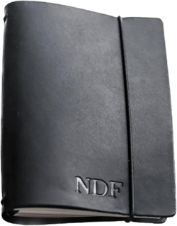 Refillable Pocket Leather Journal Notebook Personalized with Professional Elastic Closure (Black, Lined Paper)