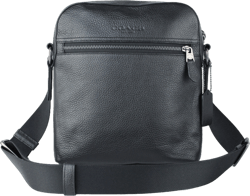 Coach Mens (4011) Houston Black Refined Pebbled Leather Medium Flight Crossbody Bag