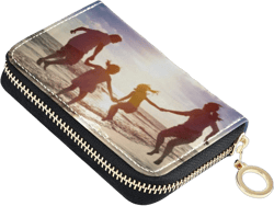 Custom Women's Credit Card Holder Wallet Add Your Photo Name Text Personalized RFID Blocking Zipper Pocket Leather Card Case Customized Happy Family Wallet