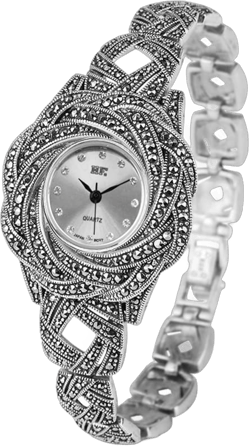 Vintage Watches for Women 925 Sterling Silver Bracelet Bangle Watch Silver Jewelry Wrist Watch Flower Style White