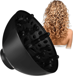 Hair Diffuser for Women, Diffuser Attachment for Hair Dryer, Hair Diffuser for Curly Hair, Universal Diffuser for Hair Blow Dryer Long Thick Curly Wavy Hair Black One Size
