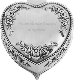 Custom Words Name Date Vintage Metal Ring Box Engraved Jewelry Box Personalized Heart Shape Wedding Ring Bearer Small Trinket Organizer Chest Earrings Necklace Holder Case, 3.1" x 2.8" x 1.2" Vintage Silver