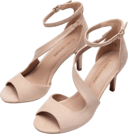 BURUDANI Women's Fashion Ankle Strap Open Toe Stilettos Wedding Party Heel Sandals NUDE Size 7.5