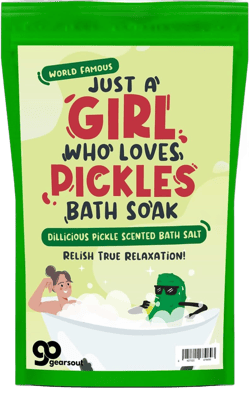 Girl Who Loves Pickles Bath Salts - Dill Pickle Scented Bath Soak for Women - Unique Spa Gift for Pickle Lovers, Funny Stocking Stuffers for Moms and Gift Baskets for Girls, Teens