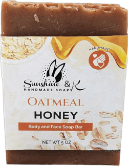 Oatmeal Honey - Body & Hand Soap Bar, Handmade Bath Soap, Moisturizing Bar Soap With Beeswax, Rice Bran Oil, & Natural Base Oils, Soap Bars, 5 oz - Sunshine & K Handmade Soaps