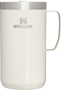 Stanley Stay-Hot Camp Mug 12 oz & 24 oz | Press Fit Drink Through Lid | Cup for Coffee, Tea and Drinks | Insulated Stainless Steel Coffee Mug | BPA-Free 24 Oz Cream Gloss
