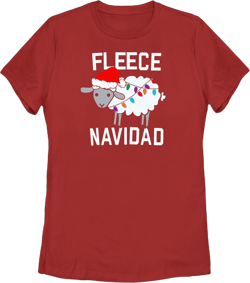 Women's CHIN UP Christmas Fleece Navidad  T-Shirt - Red - Medium