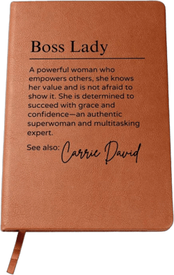 Personalized Boss Lady Journal, Coworker Gifts for Women, A5 Vegan Leather Lined Notebook, Thank You Gift, Appreciation, Retirement, Birthday Gift for Boss, Employee, Teacher, Mentor (D03)