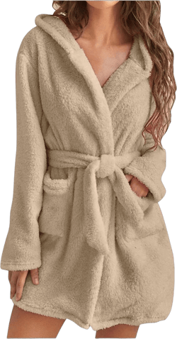 Velvet Bathrobe for Women Womens Fleece Bathrobes Soft Warm Couple Pajamas Winter Velvet Dress Nightgowns with Sashes Pokets