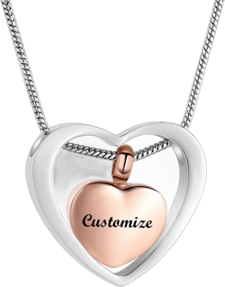 Heart in Heart Shiny Cremation Pendant Memorial Ash Necklace Jewelry Urn Necklaces for Ashes Customize