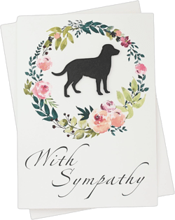 Labrador Retriever Floral Wreath Sympathy Card | Handmade 5x7 Pet Condolences Greeting | Dog Silhouette White Base Card | Lab