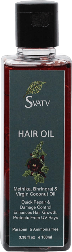 SVATV Hair Oil With Methika Bhringraj & Virgin Coconut Oil Hair Ext. Natural Hair Treatment For Hair Growth, Dry Scalp, Thinning Hair - Best Hair Massage Oil For Men & Women - 100 ml