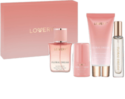 Gift for Women, Floral Dream 4 in 1 Womens Perfume & Deodorant Set - 4pc Pink Eau de Parfum Fragrance Sets - Perfumes for Women Gift Set with Non Toxic Antiperspirant Stick, Body Lotion & Mini Perfume
