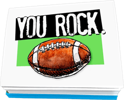 Play Strong Football You Rock Note Cards 12-Pack (4.25"x5.5") Illustrated Sports Powercards Thank You Note Card Set Perfect for Football Players, Coaches, Fans and Fanatics - They'll Love 'Em!