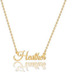 Tingn Heather Name Necklace Personalized, Gold Plated Custom Name Necklace Charm Jewelry Gift for Women