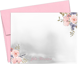 Personalized Floral Stationery Set, Stationery for Women, Personalized Thank You Cards, Personalized Note Cards, Your Choice of Colors and Quantity