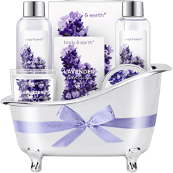 Gift Set for Women Body & Earth Gifts for Women Lavender Gift Baskets For Women Bath Sets for Women Gift with Bubble Bath Body Lotion Scented Candle Mothers Day Gifts Bath Gifts for Women