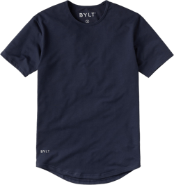 Mens Drop-Cut Men's T Shirt, Plain Tshirts for Men, Drop Cut Basic Crewneck Tee, Wrinkle Resistant, Stretch Fit Large Navy