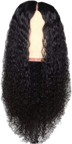 Hair Pack Wig Curly Female Big Wave Black Water Ripple Long Curly Hair High Temperature Silk Wig Headgear Curly Black Hair Head Circumference 22 Inches Hair Bundles with Closure 6x6（Black One Size Black