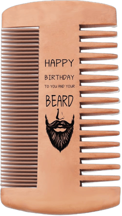 Happy Birthday Gifts for Husband Boyfriend - Wooden Beard Comb for Men Adults Male Happy Birthday Present for Son Dad Mens Beard Straightener for Men Teen Boys Birthday Gift Comb Happy Bday