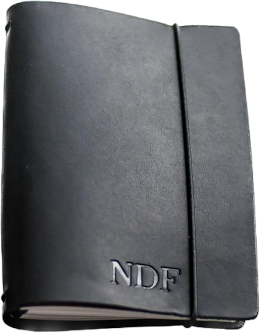 Refillable Pocket Leather Journal Notebook Personalized with Professional Elastic Closure (Black, Lined Paper)