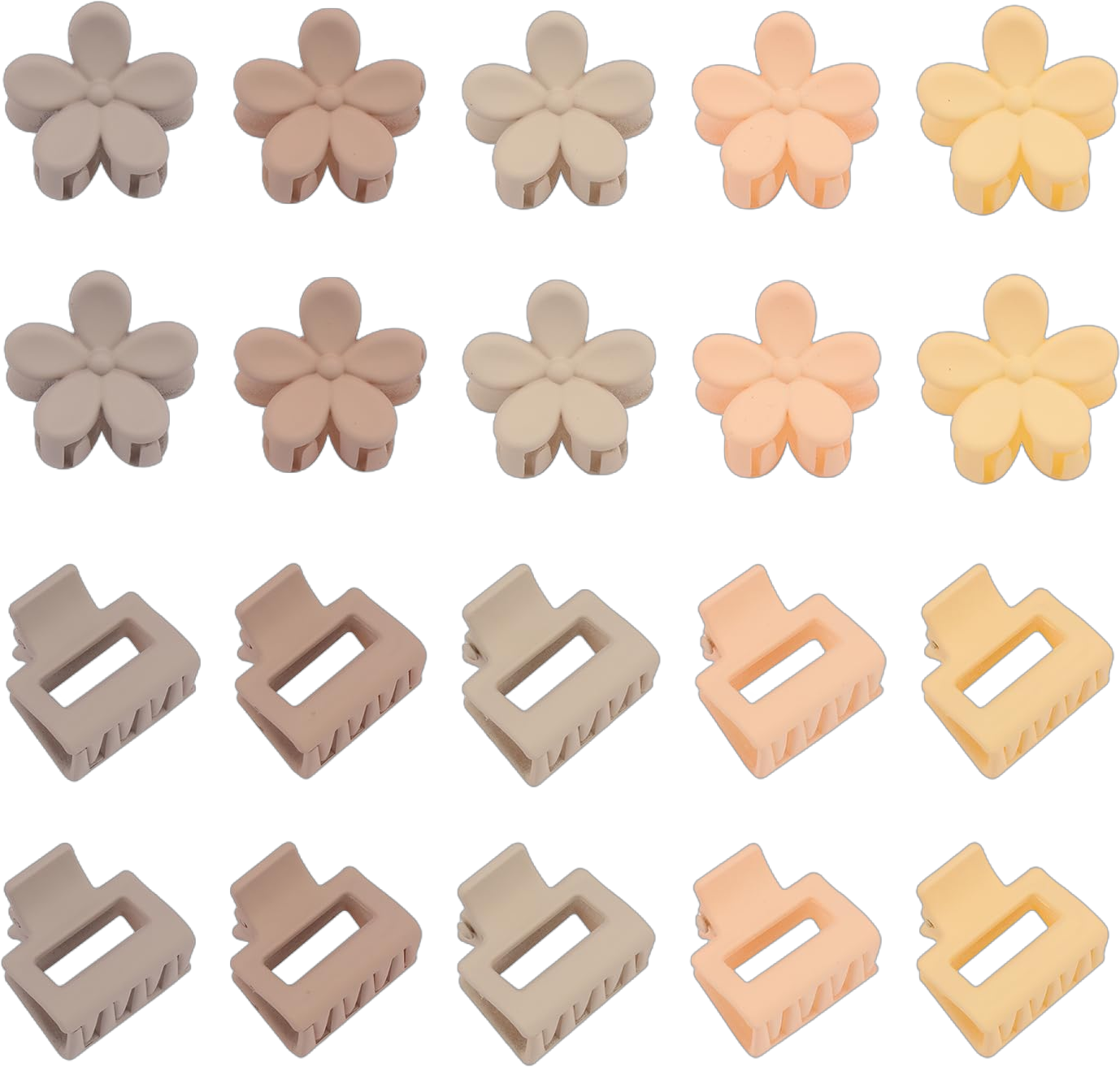 SuPoo Mini Hair Clips Set - 20pcs Tiny Claw Clips for Thin Hair, Flower Clips for Bangs, Women's Hair Accessories Pink and Brown