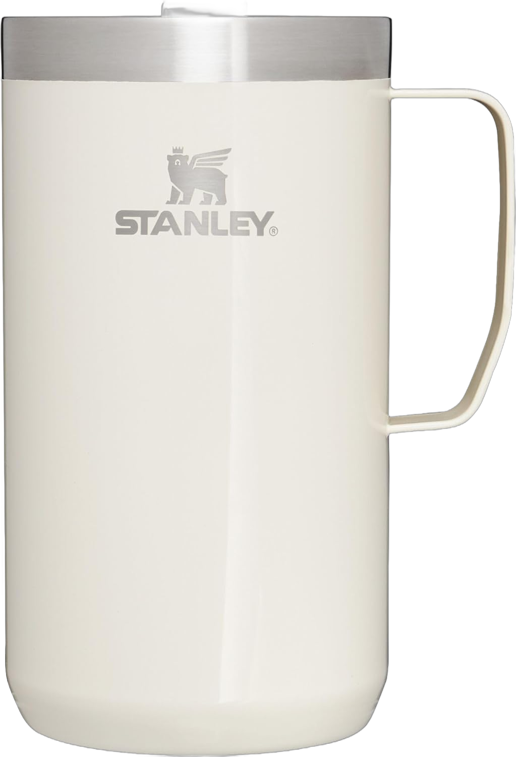 Stanley Stay-Hot Camp Mug 12 oz & 24 oz | Press Fit Drink Through Lid | Cup for Coffee, Tea and Drinks | Insulated Stainless Steel Coffee Mug | BPA-Free 24 Oz Cream Gloss