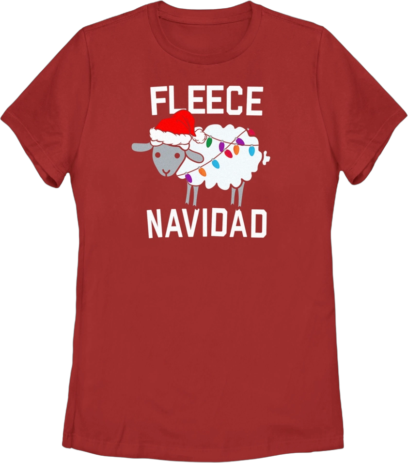 Women's CHIN UP Christmas Fleece Navidad  T-Shirt - Red - Medium