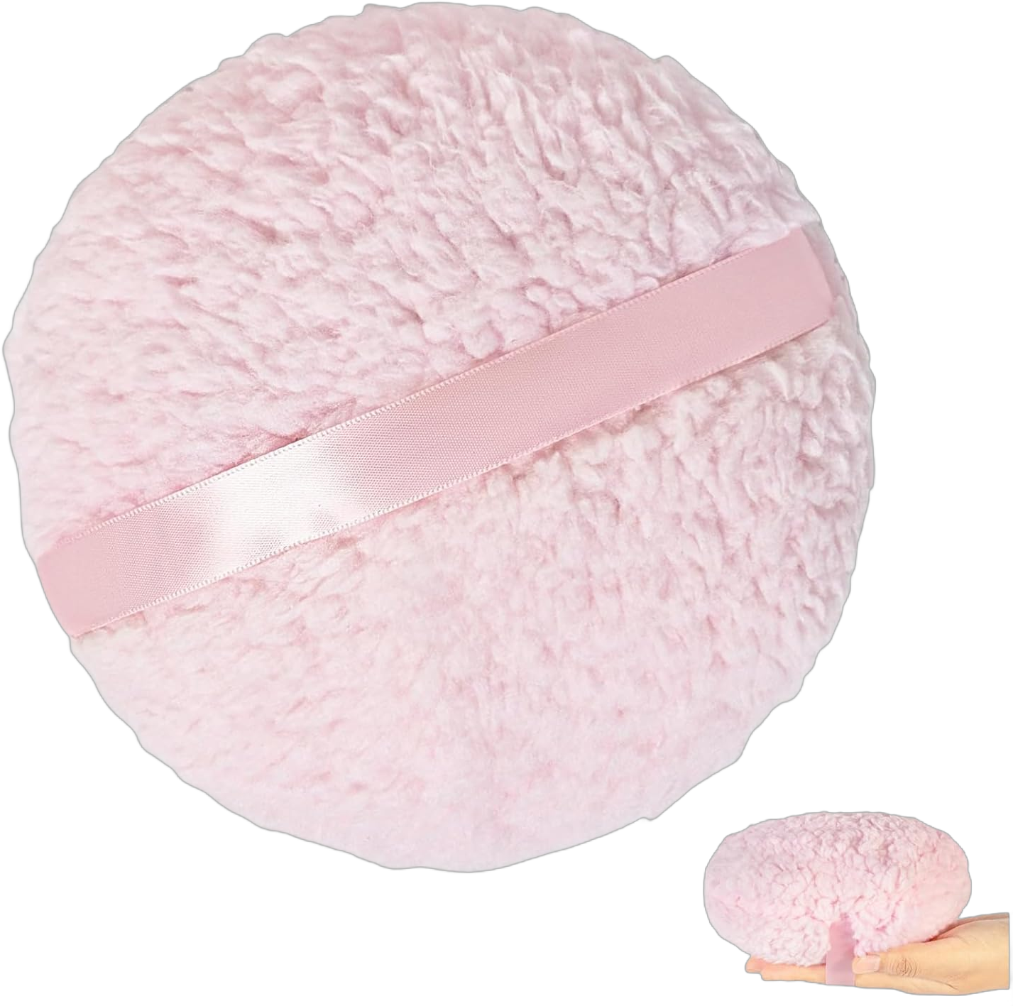 Extra Large Powder Puff, 6'' Soft Reusable Body Powder Puff Ultra Soft Washable Large Round Velour Powder Puff, Body Powder Applicator,Oversize Dust Puffs for Women(Pink)