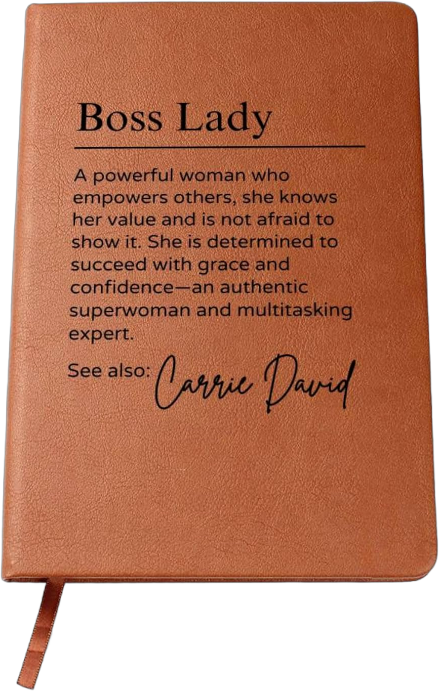 Personalized Boss Lady Journal, Coworker Gifts for Women, A5 Vegan Leather Lined Notebook, Thank You Gift, Appreciation, Retirement, Birthday Gift for Boss, Employee, Teacher, Mentor (D03)