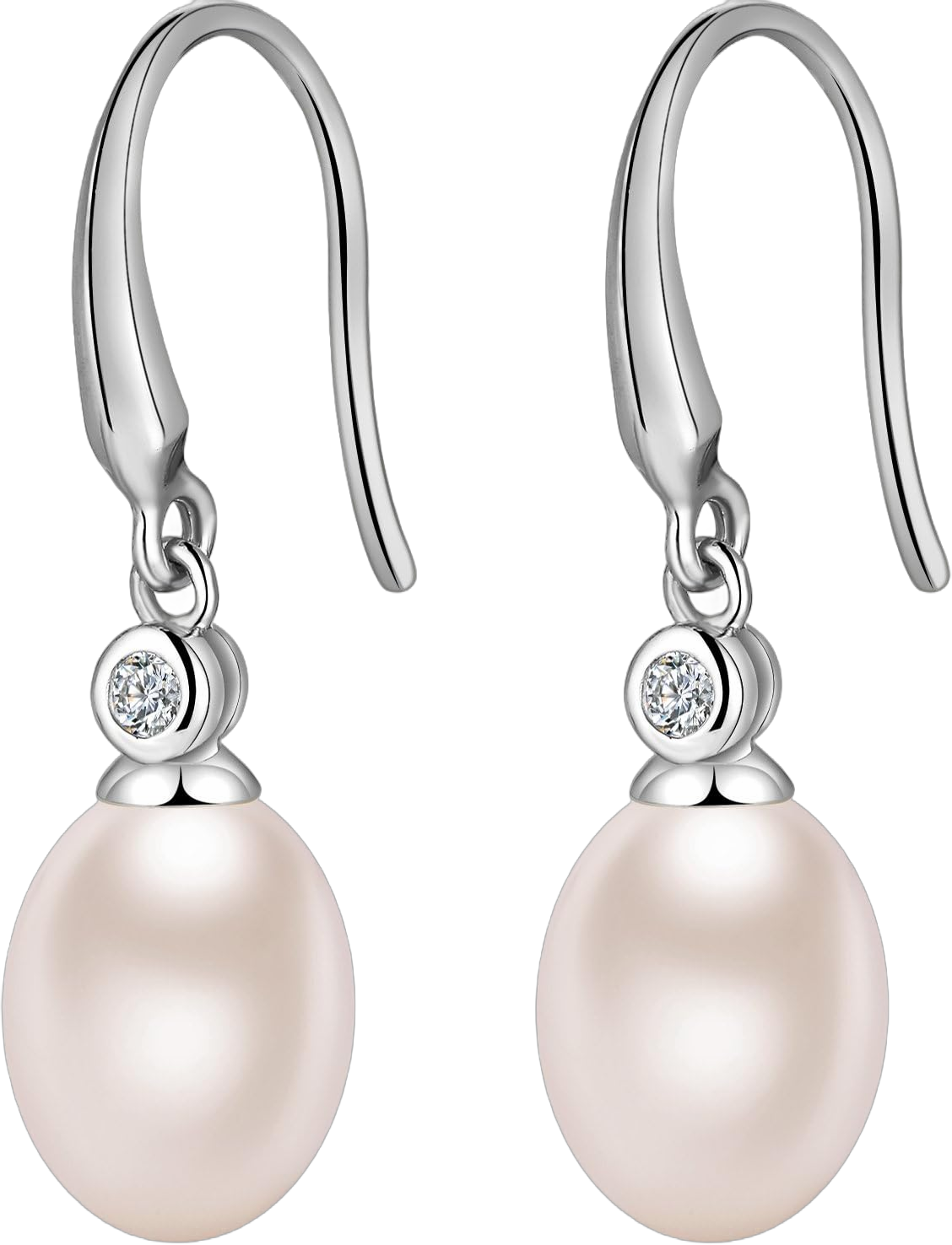 Jiamiaoi Pearl Earrings for Women 925 Sterling Silver Hook Earrings Dangle Drop Pearl Earrings Silver Drop Earrings for Women, Come with Gift Box D1-teardrop-silver hook