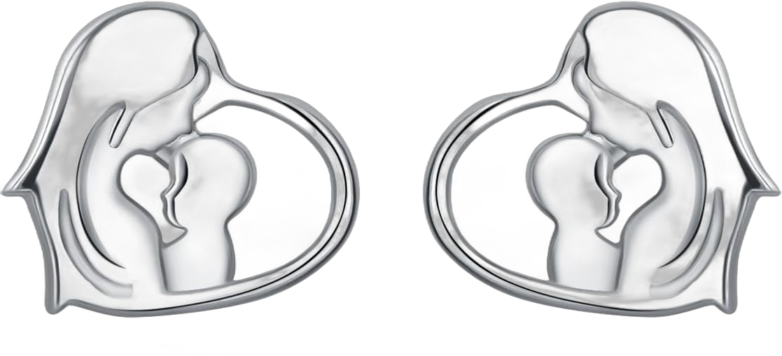 Cycuff 925 Sterling Silver Earrings Studs Colorful Cubic Zirconia Jewelry Stud Earrings for Women Set Earring Gifts for Her Mother's Day Mother and Child Stud Earrings