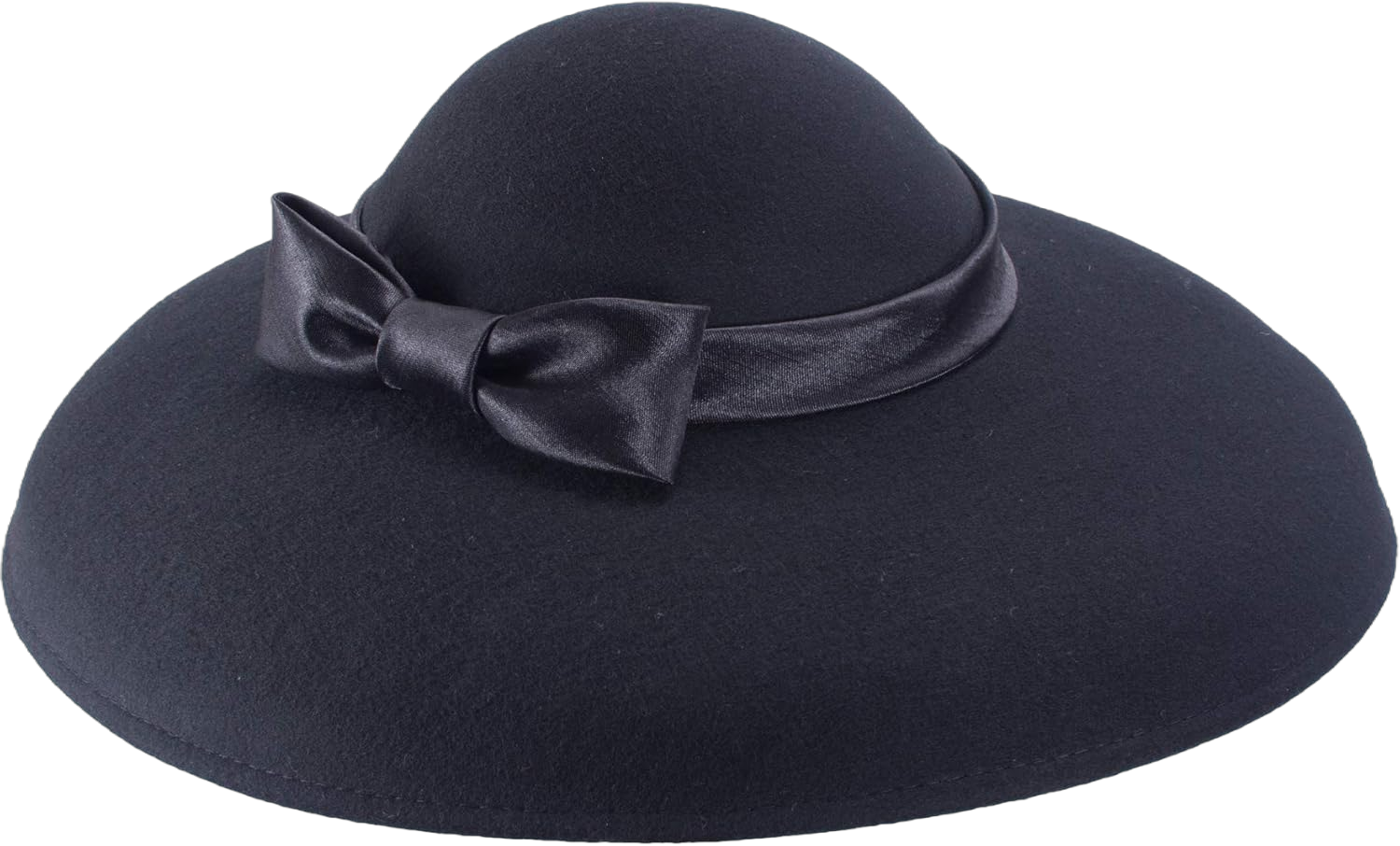 Lawliet Womens Vintage Black Wool Felt Floppy Wide Brim Dress Church Bridal Hat A508