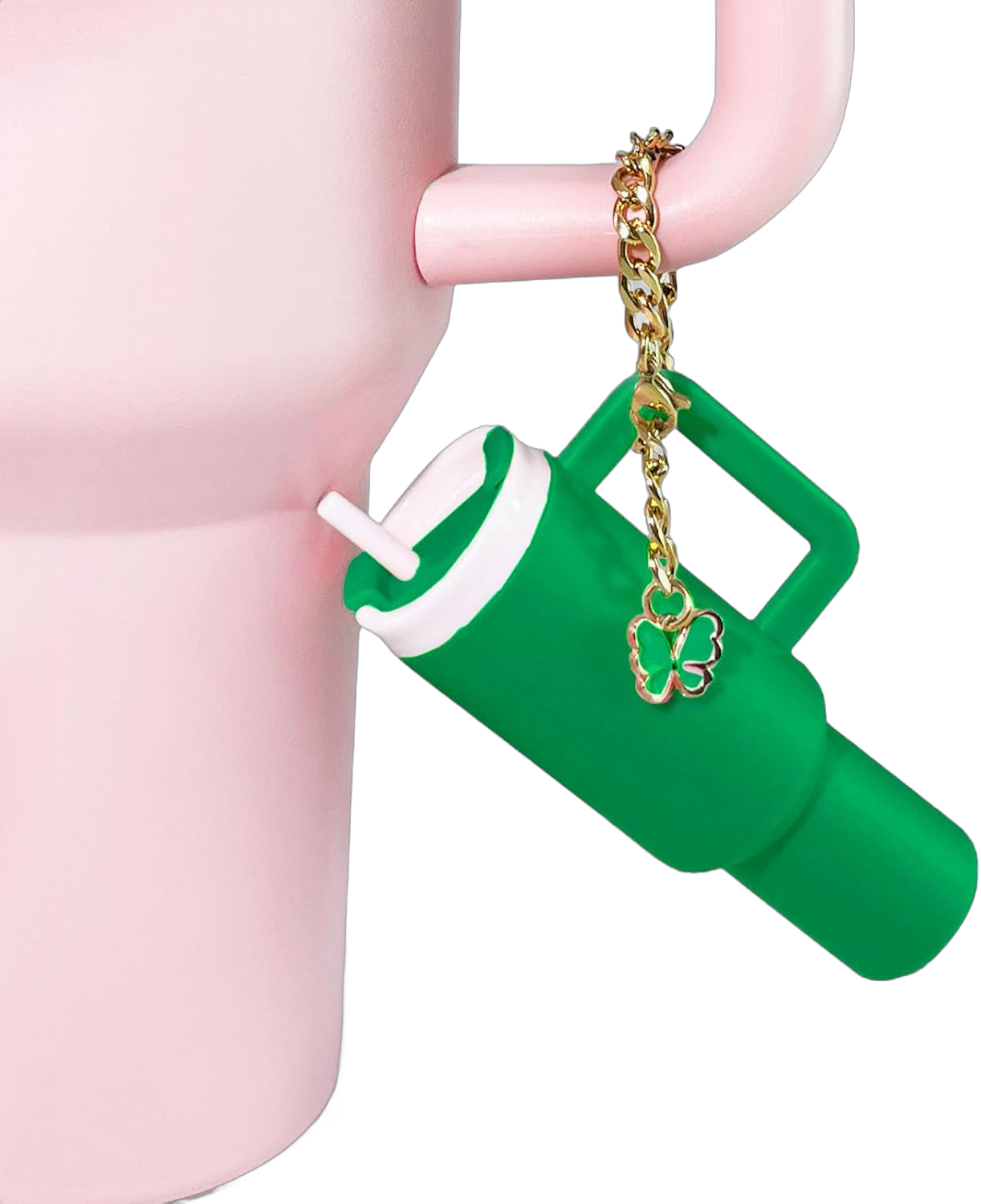 Mini Cup Keychain for Stanley Cup- Cute Mini Tumbler Keychain Chapstick Lip Balm Holder Tiny Purse Backpack Bag Keychain Miniature Bag Charm Stanley 40 OZ Portable Key Ring Accessories Green