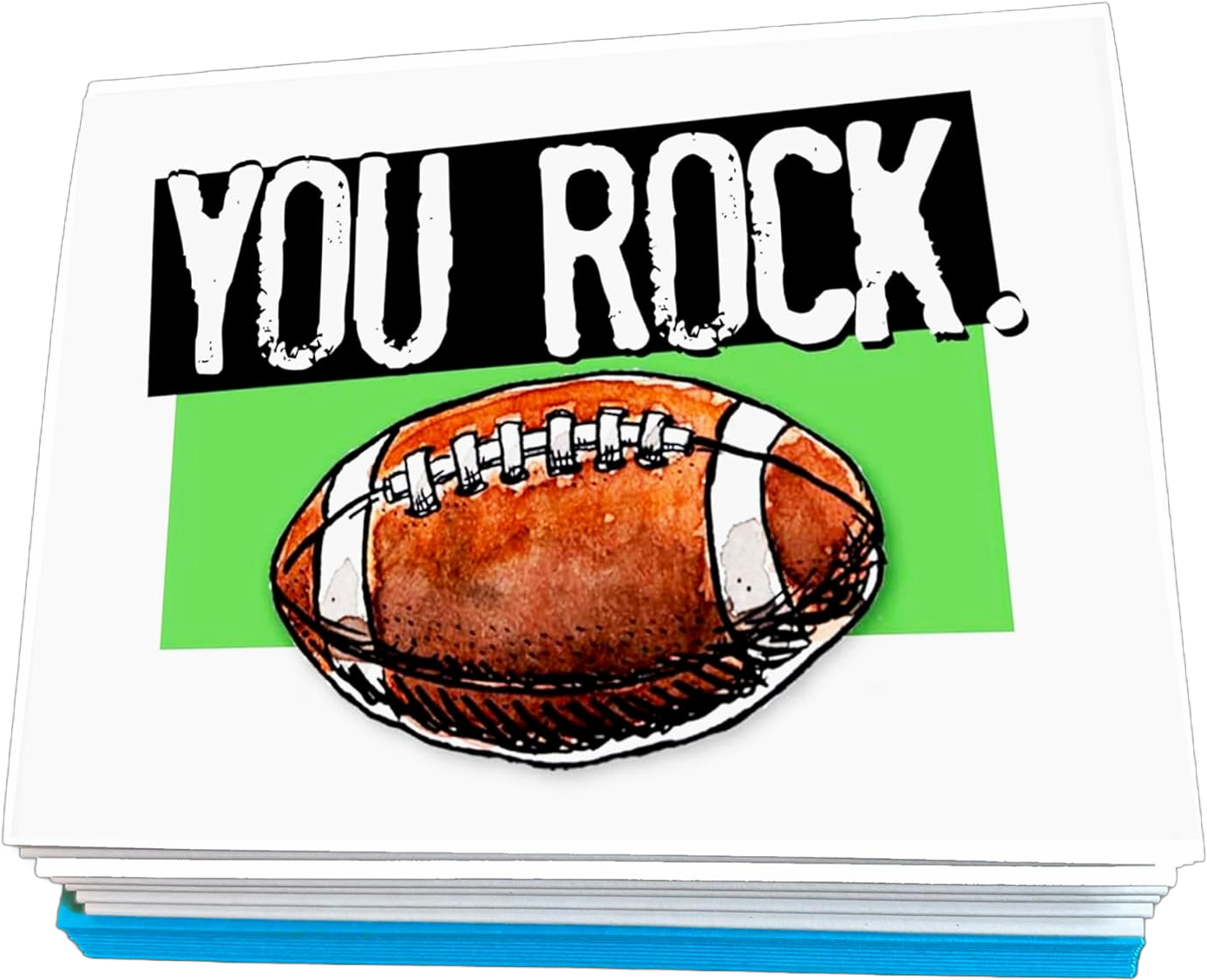 Play Strong Football You Rock Note Cards 12-Pack (4.25"x5.5") Illustrated Sports Powercards Thank You Note Card Set Perfect for Football Players, Coaches, Fans and Fanatics - They'll Love 'Em!