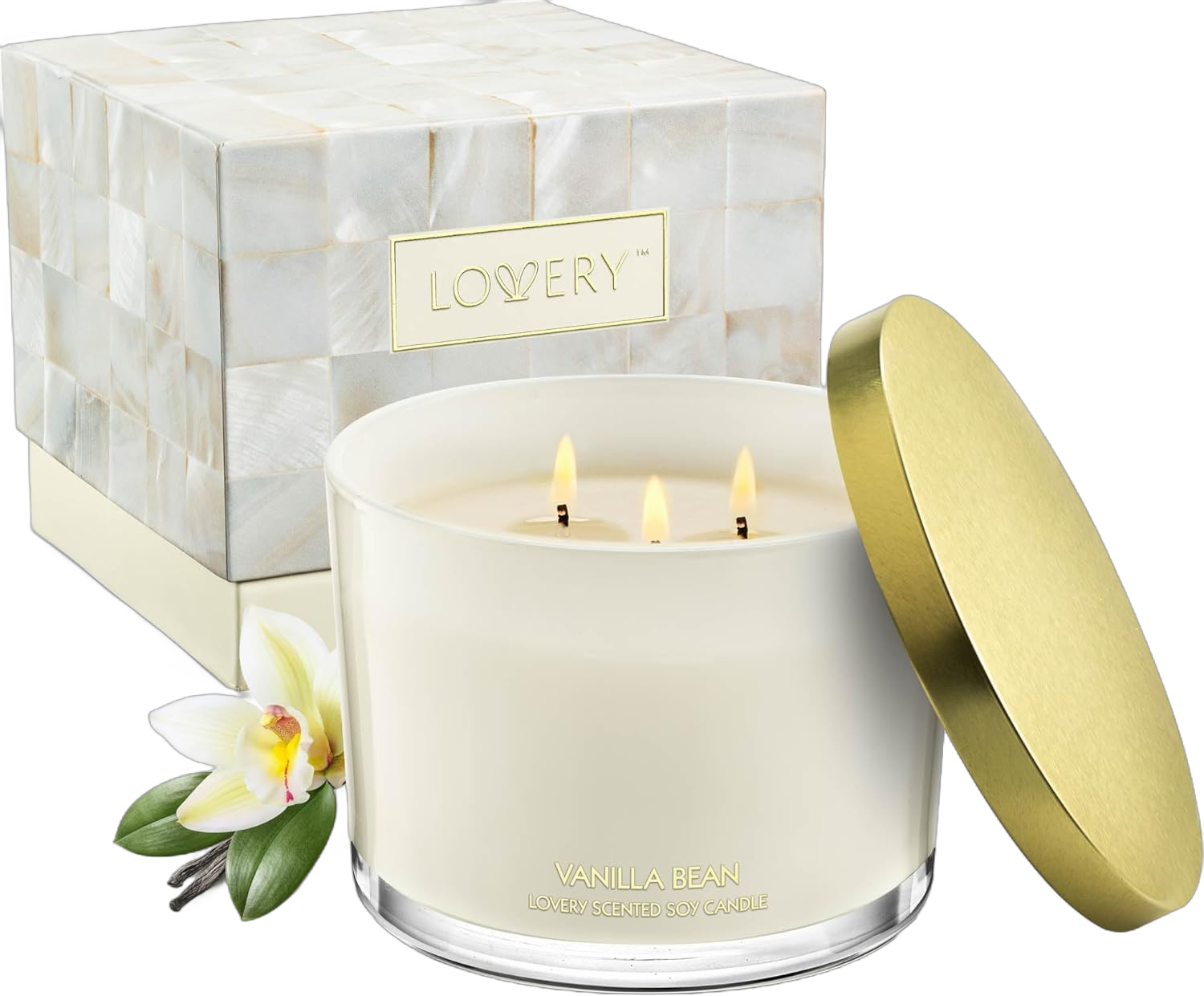 Birthday Gifts for Her, 3 Wick Vanilla Candles, Gifts for Mom, Large Scented Candle, Soy Candles Gifts for Women, Stress Relief Candle Jar 50 Hours Burning Time Natural Wax Relaxing Aromatherapy