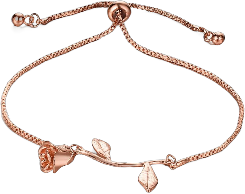 JczR.Y Rose Flower Bracelet for Women Red Rose Chain Bracelet Charm Romantic Flower Bracelet Link Fashion Valentine's Day Lover Couple Jewelry Gifts C:rose gold