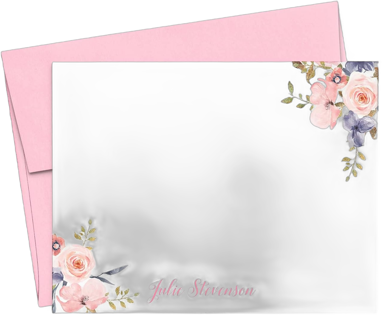 Personalized Floral Stationery Set, Stationery for Women, Personalized Thank You Cards, Personalized Note Cards, Your Choice of Colors and Quantity