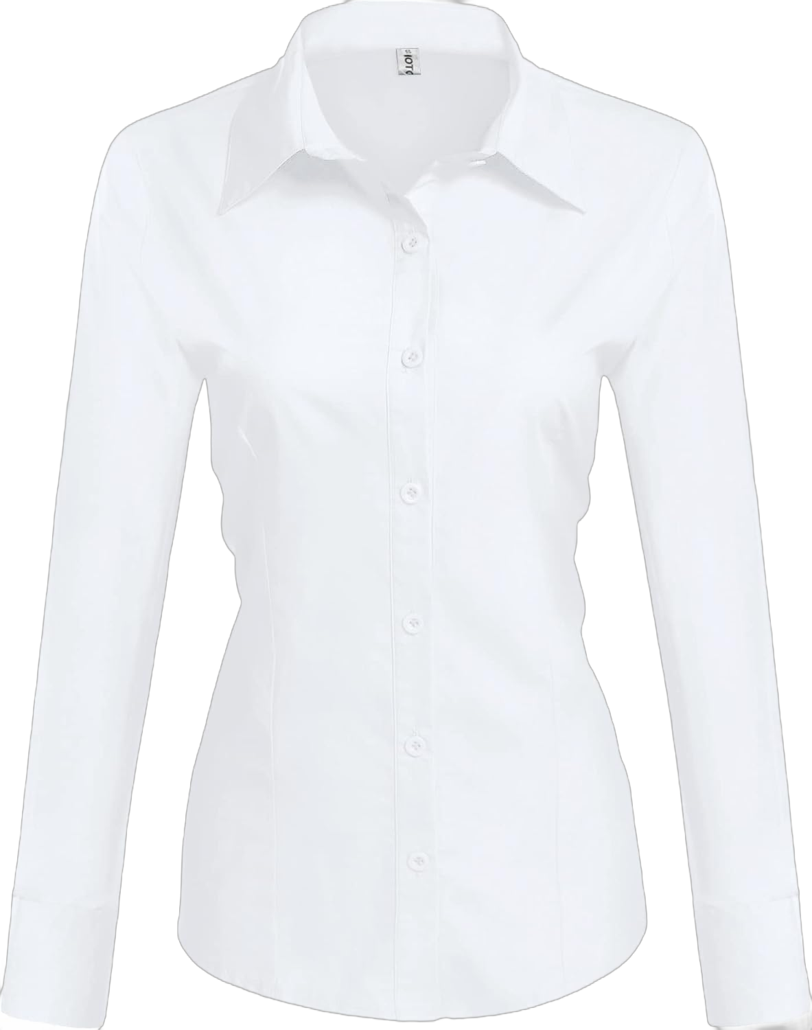 HOTOUCH Womens Cotton Basic Button Down Shirt Slim Fit Dress Shirts Medium A - White (Slim Fit, a Size Up for Relaxed Fit)