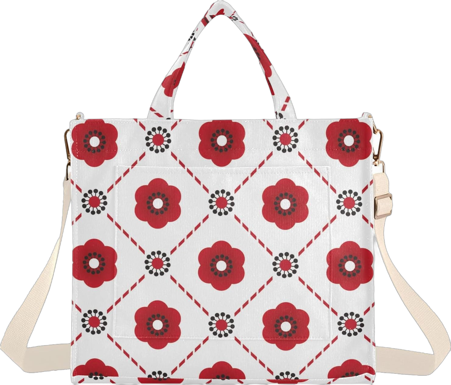 Tote Bag Aesthetic Tote Bag for Women Girl Corduroy Purse for Work Tote Handbag Crossbody Bag Checkered Plaid Small Flowers Small